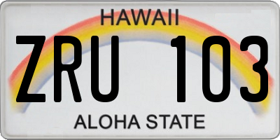 HI license plate ZRU103
