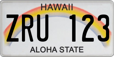 HI license plate ZRU123