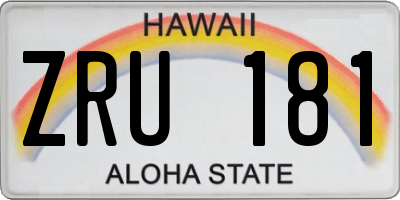 HI license plate ZRU181