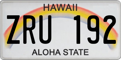 HI license plate ZRU192