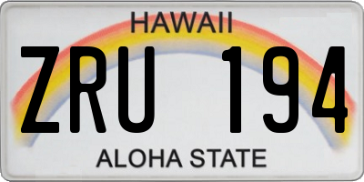 HI license plate ZRU194
