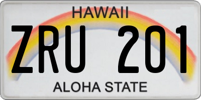 HI license plate ZRU201