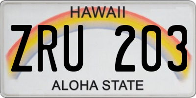 HI license plate ZRU203