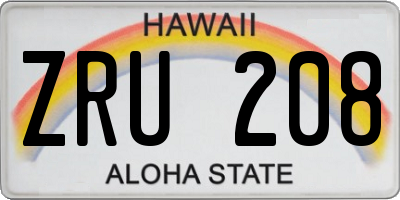 HI license plate ZRU208
