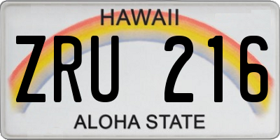 HI license plate ZRU216