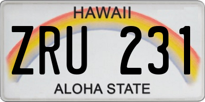 HI license plate ZRU231