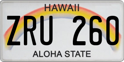 HI license plate ZRU260