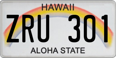 HI license plate ZRU301
