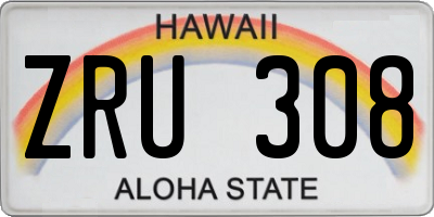 HI license plate ZRU308
