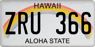 HI license plate ZRU366