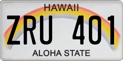 HI license plate ZRU401