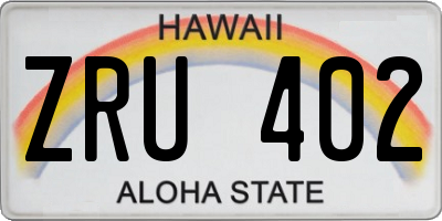 HI license plate ZRU402