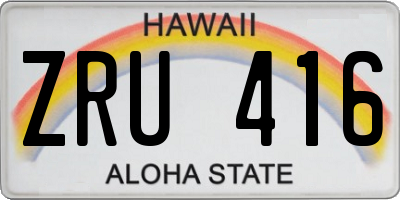 HI license plate ZRU416