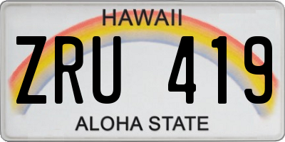 HI license plate ZRU419