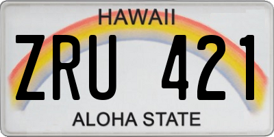 HI license plate ZRU421