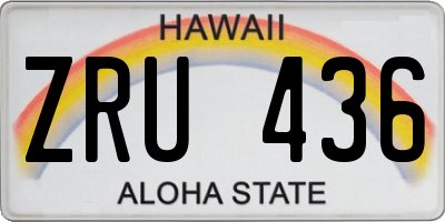 HI license plate ZRU436