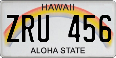 HI license plate ZRU456