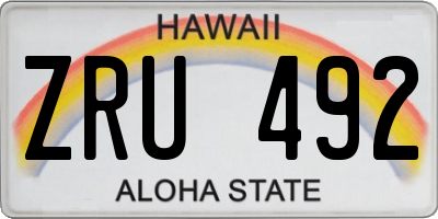 HI license plate ZRU492