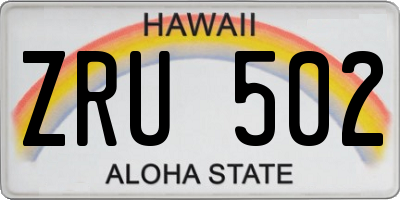 HI license plate ZRU502