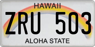 HI license plate ZRU503