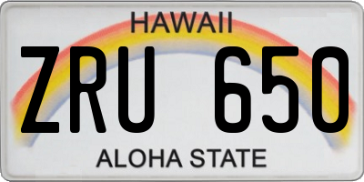 HI license plate ZRU650