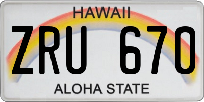 HI license plate ZRU670