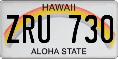 HI license plate ZRU730