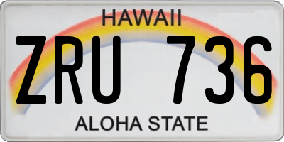 HI license plate ZRU736