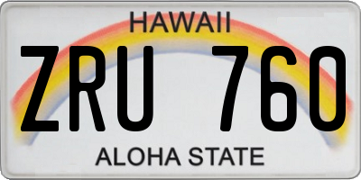 HI license plate ZRU760
