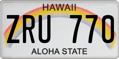 HI license plate ZRU770