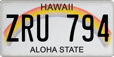 HI license plate ZRU794