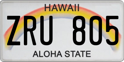HI license plate ZRU805