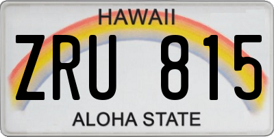 HI license plate ZRU815