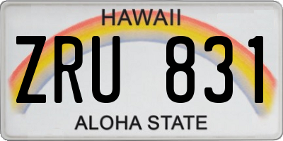 HI license plate ZRU831
