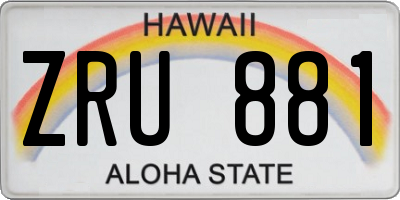 HI license plate ZRU881