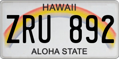 HI license plate ZRU892
