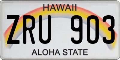 HI license plate ZRU903