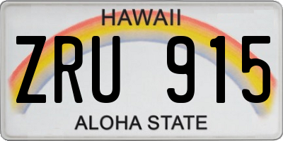 HI license plate ZRU915