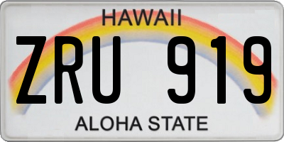 HI license plate ZRU919