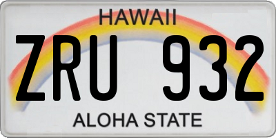 HI license plate ZRU932