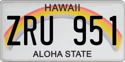 HI license plate ZRU951