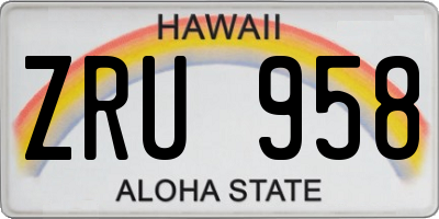 HI license plate ZRU958