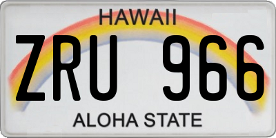 HI license plate ZRU966