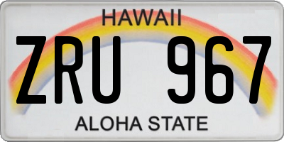 HI license plate ZRU967