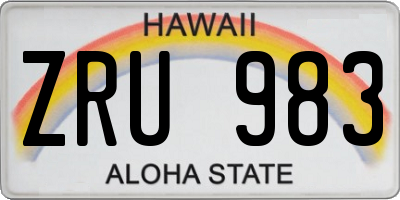 HI license plate ZRU983