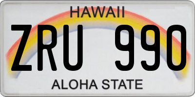 HI license plate ZRU990
