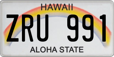 HI license plate ZRU991