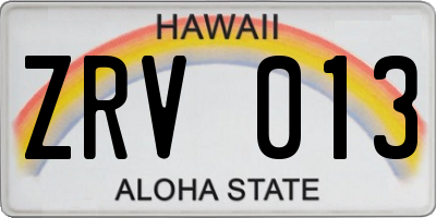 HI license plate ZRV013