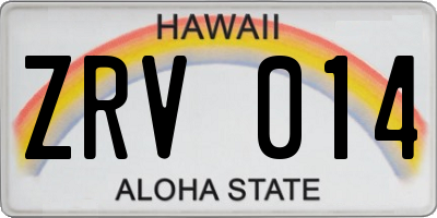 HI license plate ZRV014