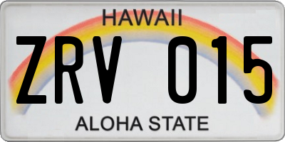HI license plate ZRV015
